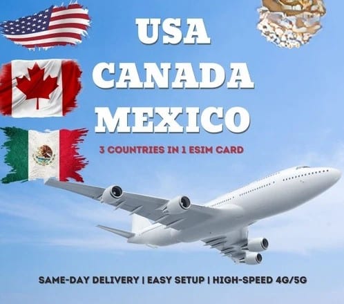 PERMANENT USA/Canada/Mexico eSIM Unlimited Data,Talk,Text in Canada/Mexico